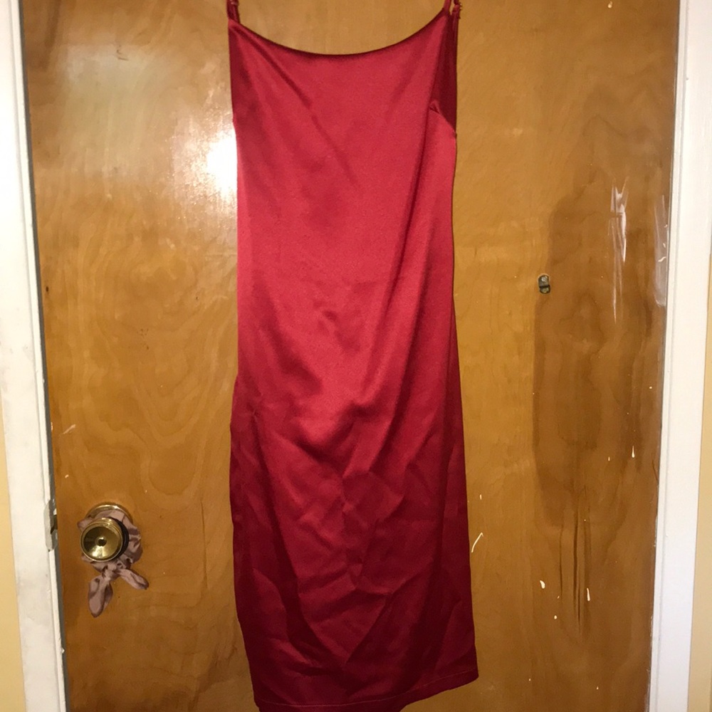 Red - open back spaghetti strap midi dress